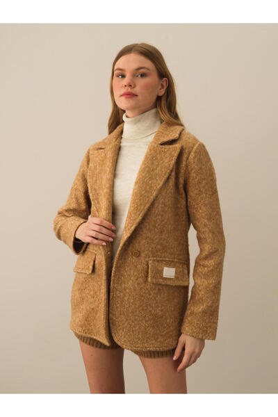 Xint Kadın Camel Pamuk Dokulu Regular Fit Ceket