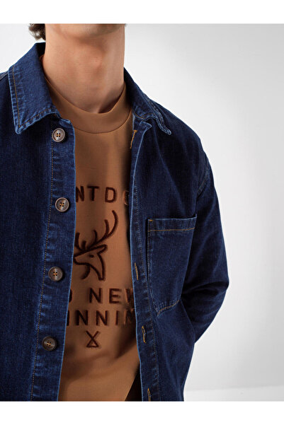 Xint Erkek Indigo Pamuklu Denim Ceket