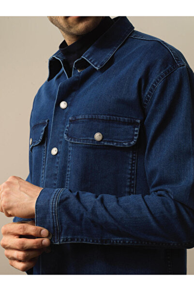 Xint Erkek Mavi Regular Fit Denim Gömlek Ceket