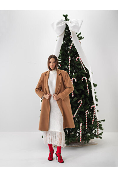 Xint Kadın Camel Düğmeli Oversize Kaban