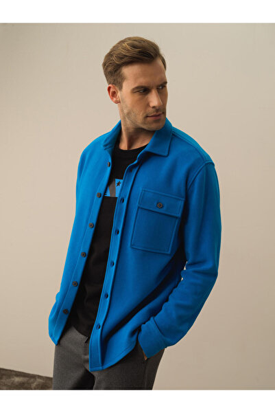 Xint Erkek Mavi Pamuk Dokulu Regular Fit Gömlek