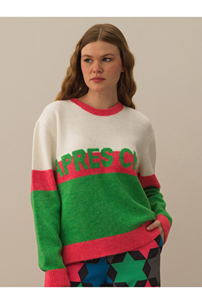 Xint Kadın Yeşil Bisiklet Yaka Regular Fit Kazak