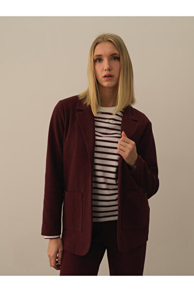 Xint Kadın Bordo Pamuk Dokulu Regular Fit Ceket