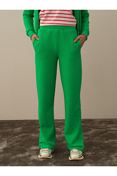 Xint Kadın Yeşil Pamuk Dokulu Regular Fit Sweat Pantolon