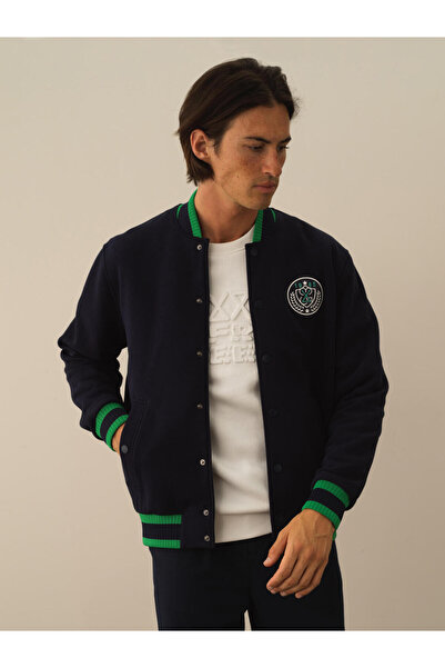 Xint Erkek Lacivert Pamuklu Regular Fit Bomber Sweatmont