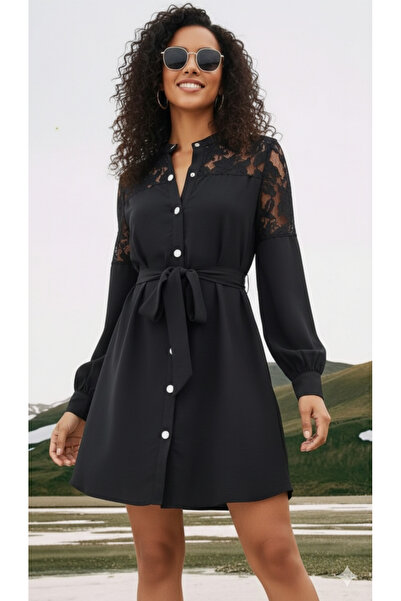 Esinty Дамска рокля-риза с щампа на ято и копчета на раменете