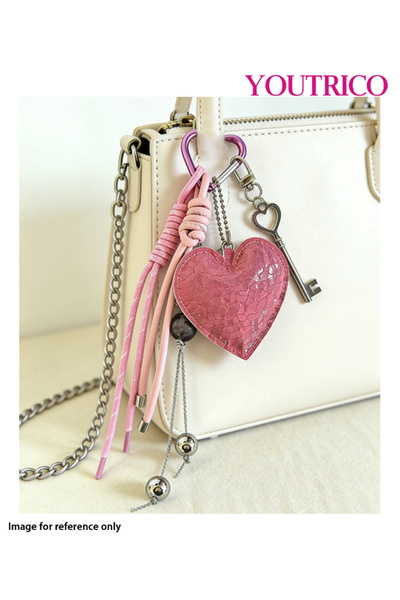 Youtrico حقيبة يد مصنوعة يدويًا على شكل قلب من الجلد بلون الدوبامين، سلسلة مف...