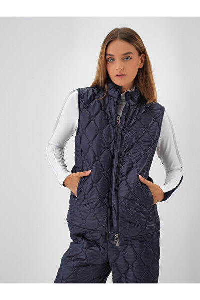 Xint Kadın Lacivert Kemer Detaylı Düz Yelek