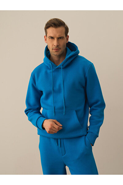 Xint Erkek Mavi Pamuk Dokulu Regular Fit Sweatshirt