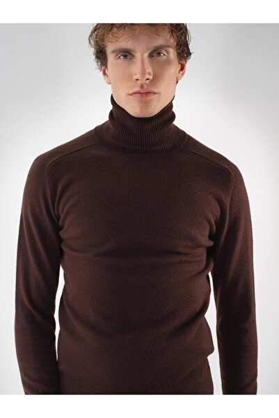 Xint Erkek Kahve Yünlü Balıkçı Yaka Basic Kazak