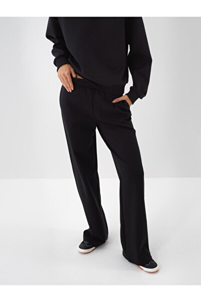 Xint Kadın Siyah Pamuklu Düz Sweat Pantolon