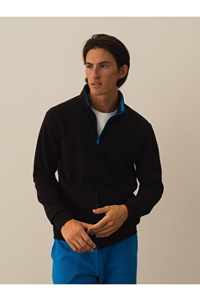 Xint Erkek Siyah Pamuk Dokulu Regular Fit Sweatmont