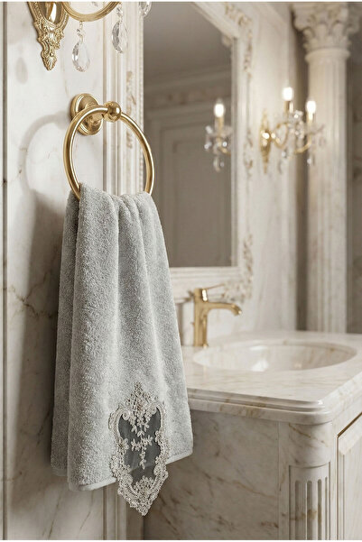 Class Bambu Dantelli El ve Yüz Havlusu 50 X 90 cm Hürrem Taş 1 Adet Tekli Kut...