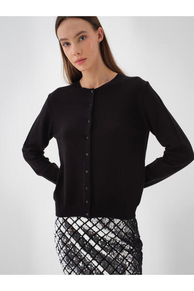Xint Kadın Siyah Yünlü Basic Hırka