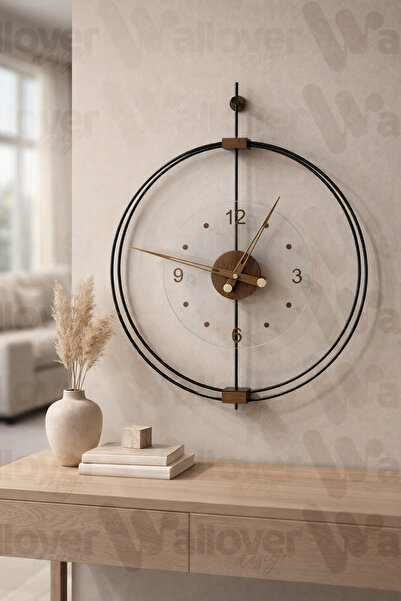 Wallover Design Mona Luxry Siyah Tamperli (Kırılmaz) Camlı Quartz Mekanizmalı...
