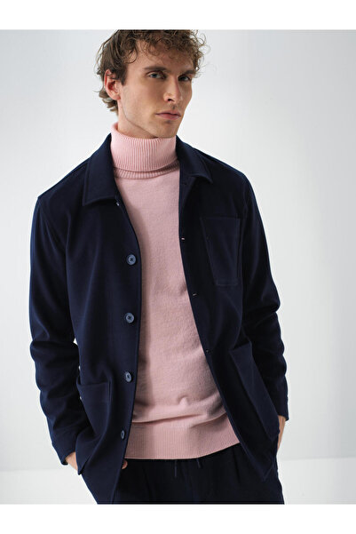 Xint Erkek Lacivert Esnek Dokulu Regular Fit Ceket