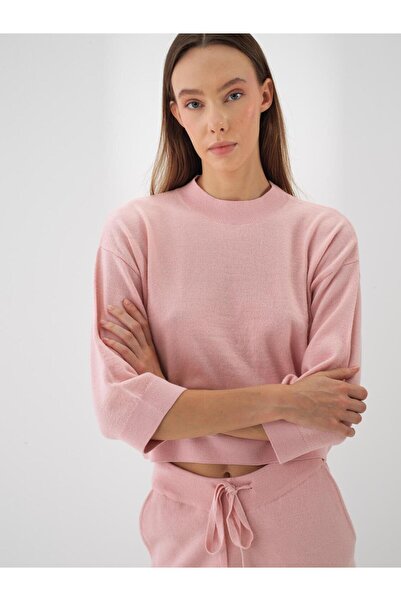 Xint Kadın Pembe Yünlü Basic Düz Kazak