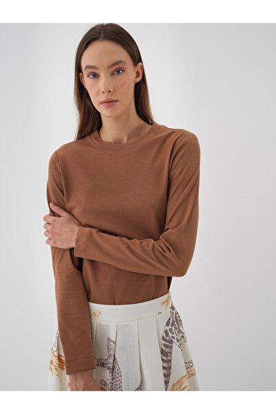 Xint Kadın Camel %100 Pamuk Basic Tişört