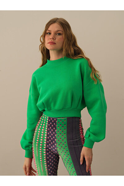 Xint Kadın Yeşil Pamuklu Regular Fit Sweatshirt