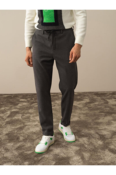 Xint Erkek Koyu Gri Dokulu Esnek Dokulu Regular Fit Jogger Pantolon