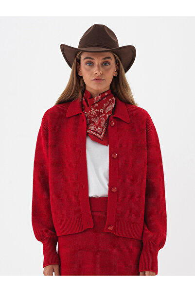 Xint Kadın Kırmızı Yünlü Triko Ceket