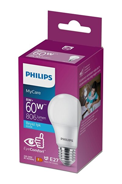 Philips LED Ampul 8-60W 6500K Beyaz Işık 720 Lümen Tasarruflu Uzun Ömürlü ve Göz Yormayan Aydınlatma