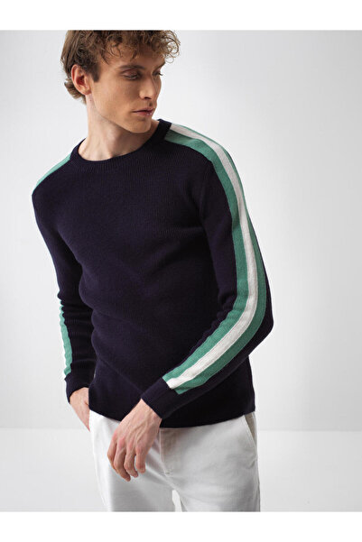 Xint Male Lacivert Yünlü Desenli Kazak