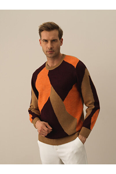 Xint Erkek Camel Lüks Pamuk Dokulu Regular Fit Kazak