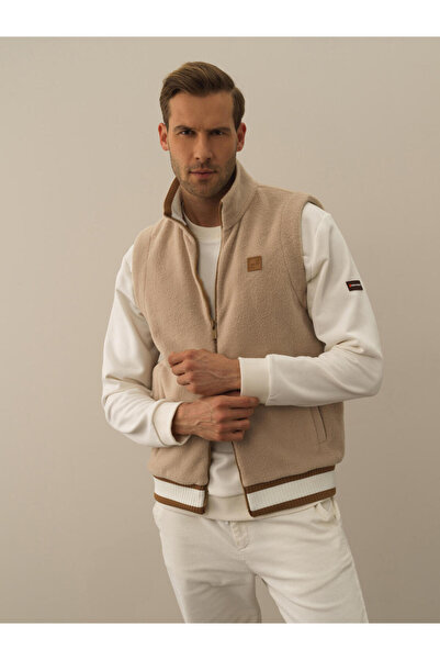 Xint Erkek Bej Pamuk Dokulu Regular Fit Yelek