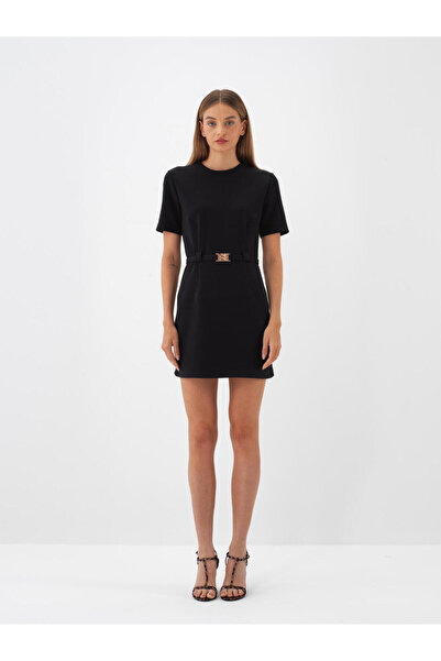Xint Kadın Siyah Pamuklu Düz Elbise