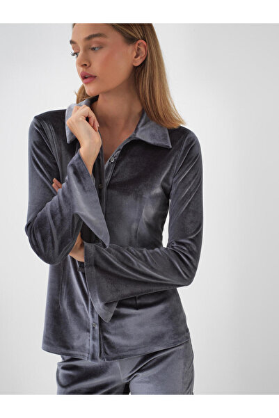 Xint Kadın Antra Kadife Parlak Gömlek