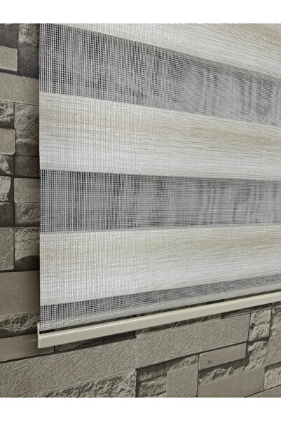 PERDECİNİZ KREM GEÇİŞLİ DESENLİ ZEBRA PERDE ALÜMİNYUM KASA (Etek Düz) ENXBOY