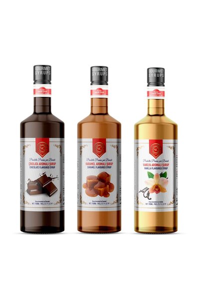 Nish Coffee Nish Vanilya,Karamel,Çikolata Aromalı Şurup 3 x 700 ML - Pet Şişe + Pompa Hediyeli