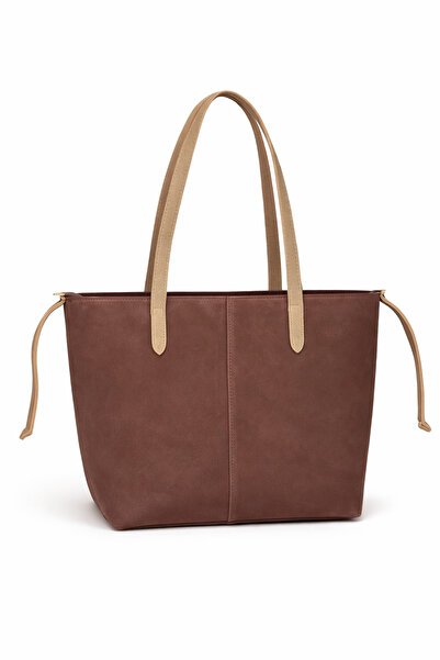 Melos Butik Women's Brown Nubuck Suede Tote Hand and Shoulder Bag