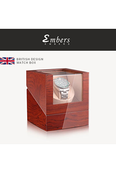 Choice M11032 Embers Luxry ساعة واحدة مع بطارية خشبية وصندوق ساعة هزاز أوتوما...