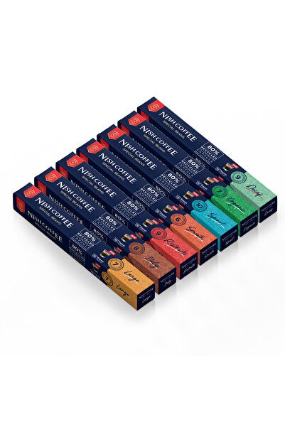 Nish Coffee Nespresso Uyumlu Kapsül Kahve 7'li Set (Lungo,Italy,Risteretto,Sm...