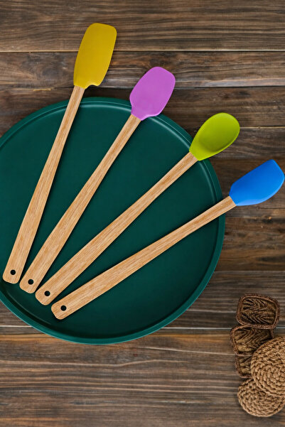 YzHome Set of 4 Heat Resistant Silicone Spatulas - Colorful Kitchen Spoon