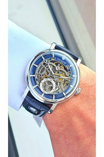 Raymond Rym-4853 Automatic Men's Skeleton Model Wristwatch - Steel Case - Lea...