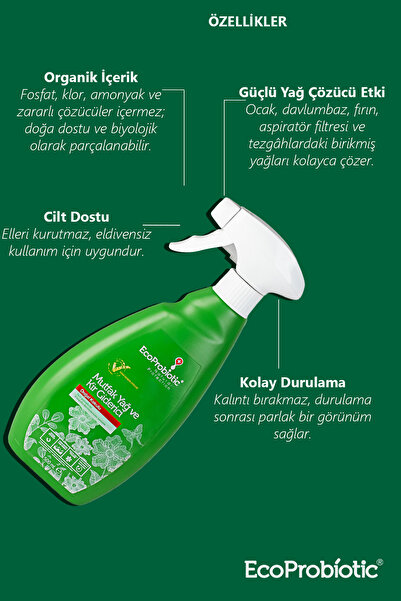 EcoProbiotic Mutfak Yağ Çözücü Sprey 500 ml | Organik, Ağır Kimyasal İçermez