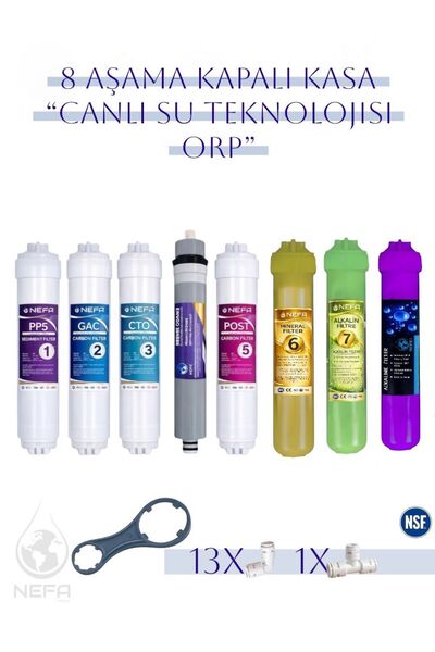 Nefa Tüm Kapalı Kasalara Uygun, 8 Aşamalı, -Orp Hidrojen Alkali- Ph 'Canlı Su...