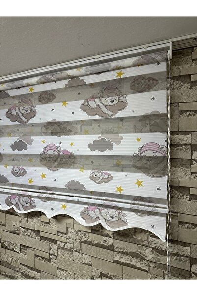 PERDECİNİZ SEVİMLİ UYUYAN AYICIK DİJİTAL BASKILI ZEBRA PERDE (Etekli) ENXBOY