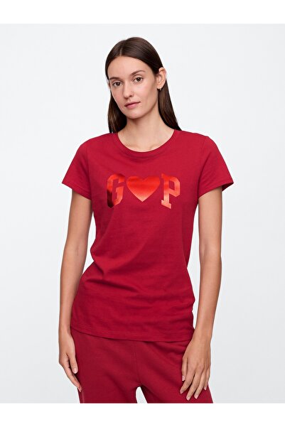 GAP Kadın Bordo Gap Logo T-Shirt