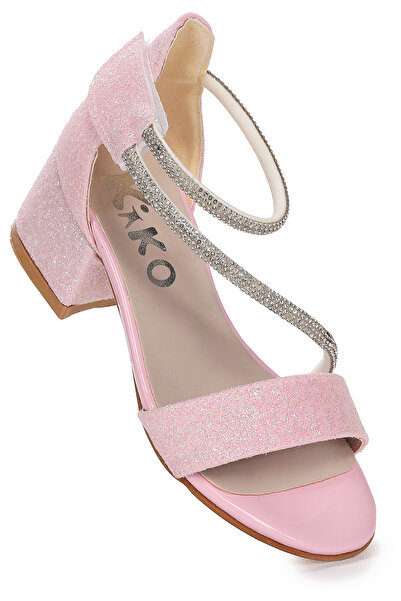 KARAMAZI Pisar Sand Glitter Daily Girl's 4 سم صندل بكعب عالٍ فستان سهرة