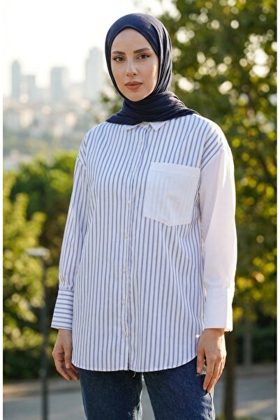 sefamerve قميص مخطط مزين باللون النيلي - 4815-04