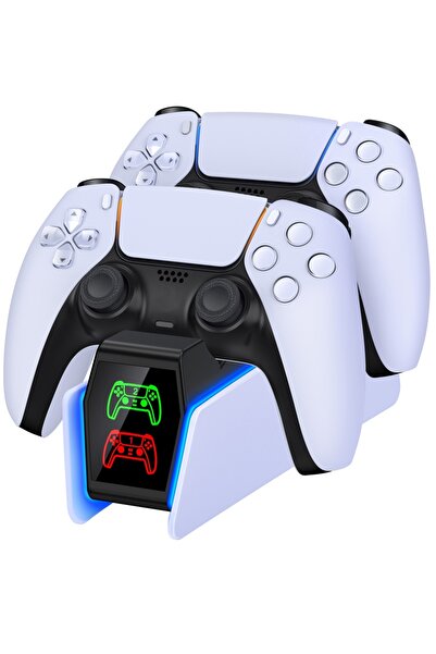 Choice1 محطة شحن وحدة التحكم FC300-AE RGB لجهاز PS5 مع شاحن سريع مزدوج ومؤشر ...
