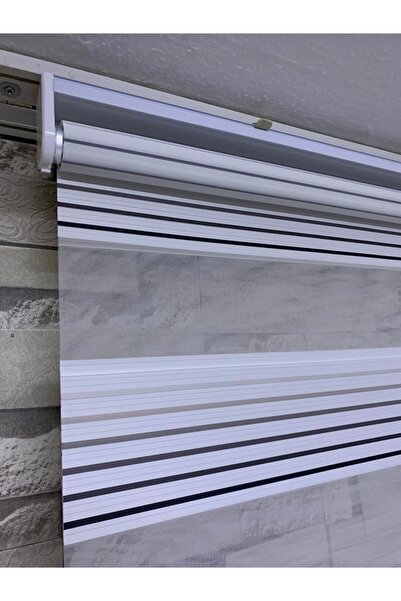 PERDECİNİZ Siyah Beyaz Plise Zebra Perde (etek Kısmı Düz) ENXBOY