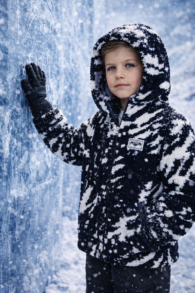 NANİCA Navy Blue Boy's Hooded Plush Coat 1-5 Years Old 323506