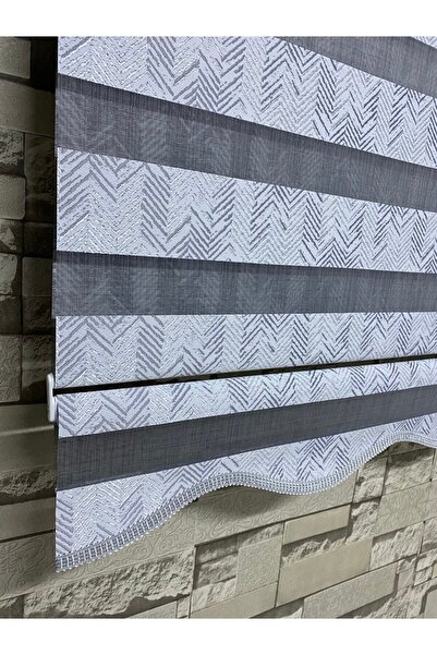 PERDECİNİZ Gri Desenli Zebra Perde Alüminyum Kasa (etekli) enxboy