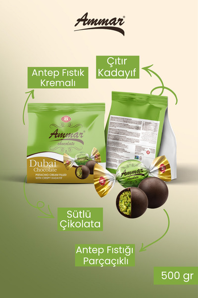 AMMAR Dubai, Antep Fıstığı Parçacıklı, Antep Fıstığı Krema ve Kadayıf Dolgulu...