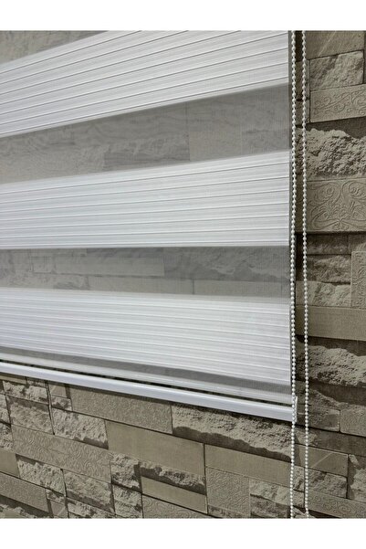 PERDECİNİZ Beyaz Renk Geniş Plise Zebra Perde Alüminyum Kasa (düz) enxboy